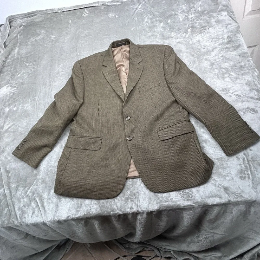 Lauren Ralph Lauren 100% Wool Brown Micro Houndstooth Blazer 44s